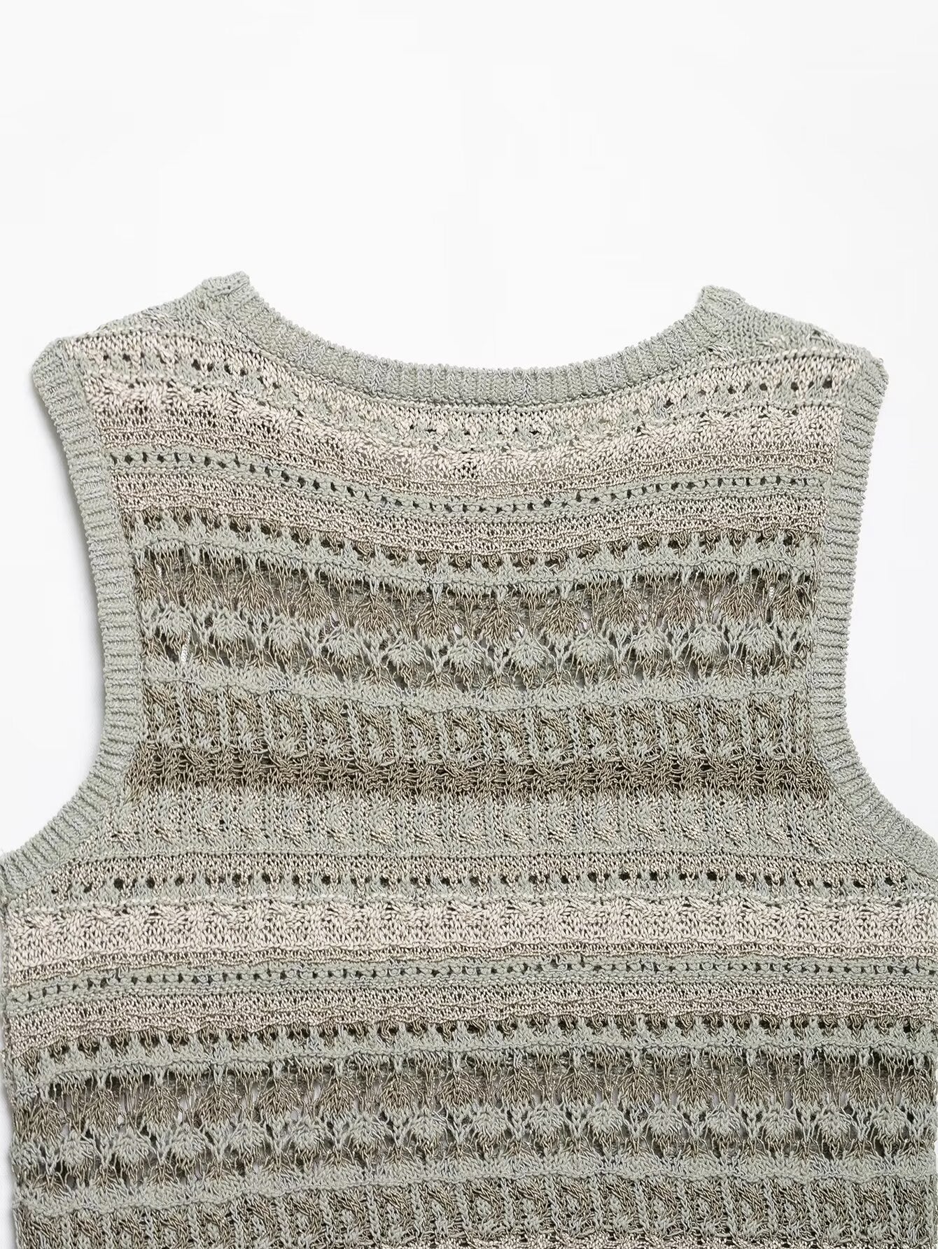 Spring Summer Women Casual round Neck Sleeveless Texture Sweater Women