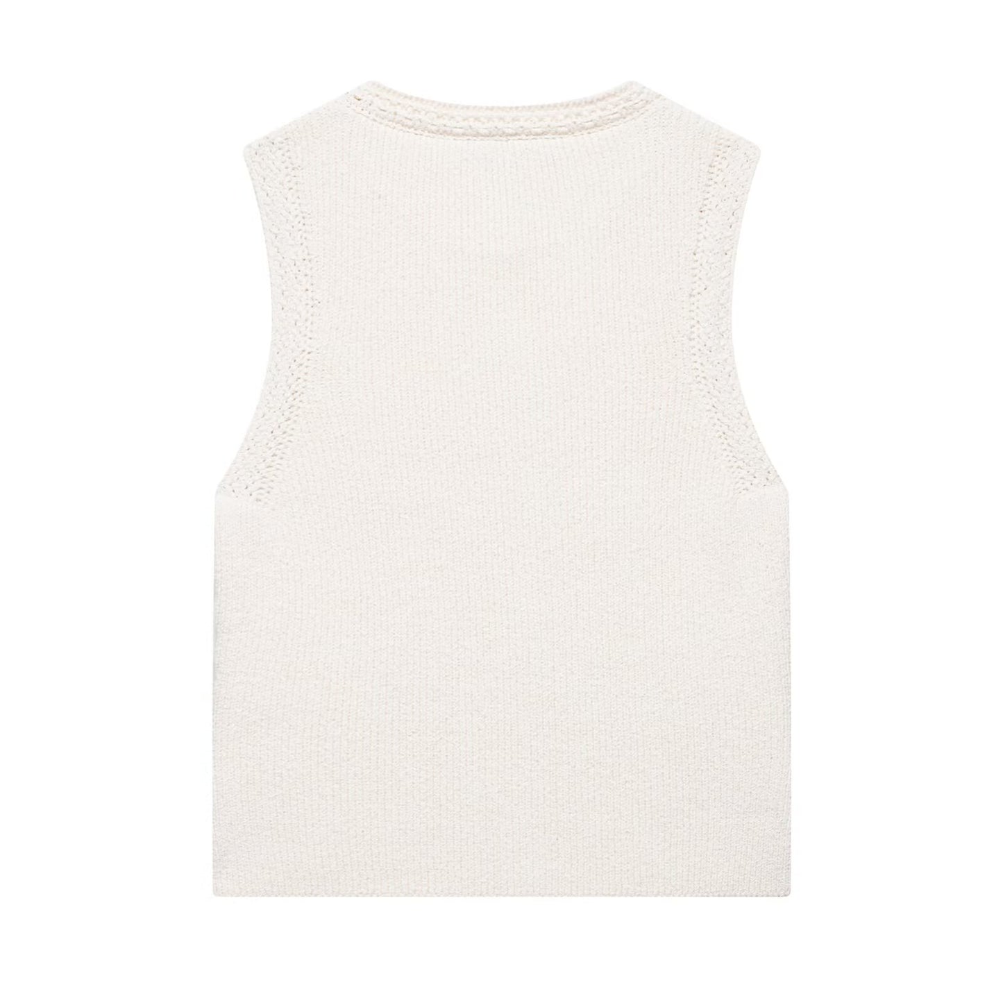 Summer Women Clothing Knitted round Neck Sleeveless Minimalist Vest Top