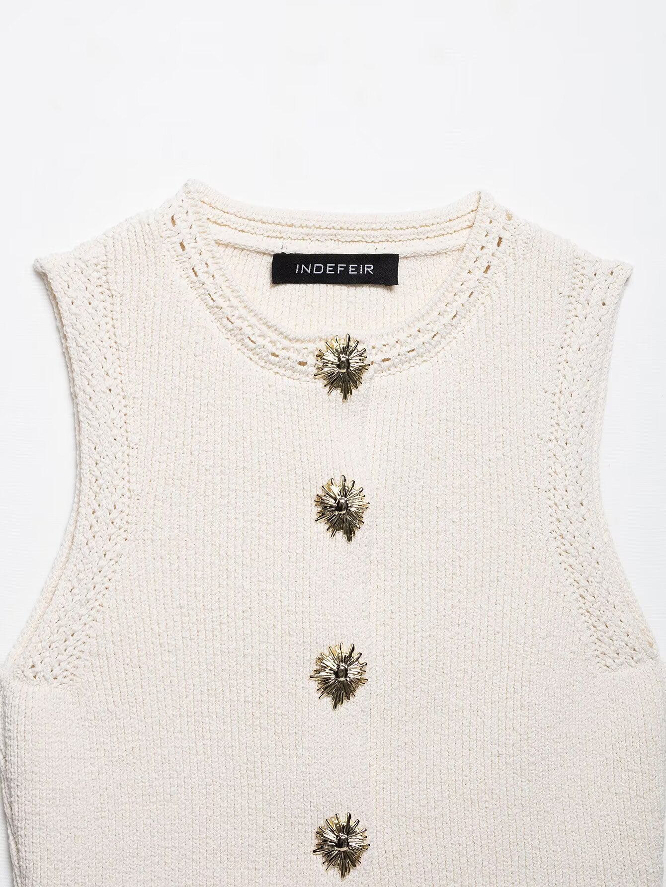 Summer Women Clothing Knitted round Neck Sleeveless Minimalist Vest Top