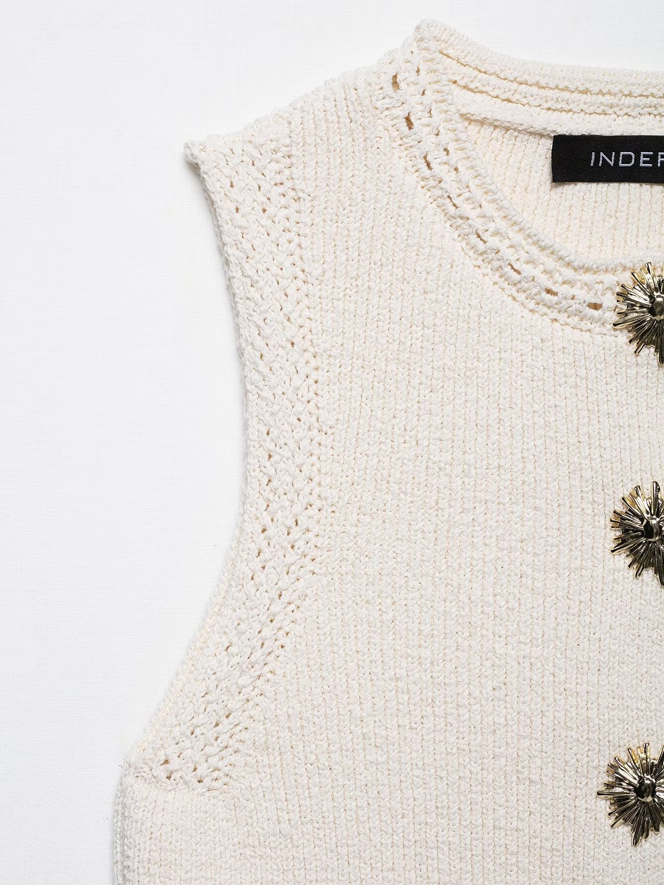 Summer Women Clothing Knitted round Neck Sleeveless Minimalist Vest Top