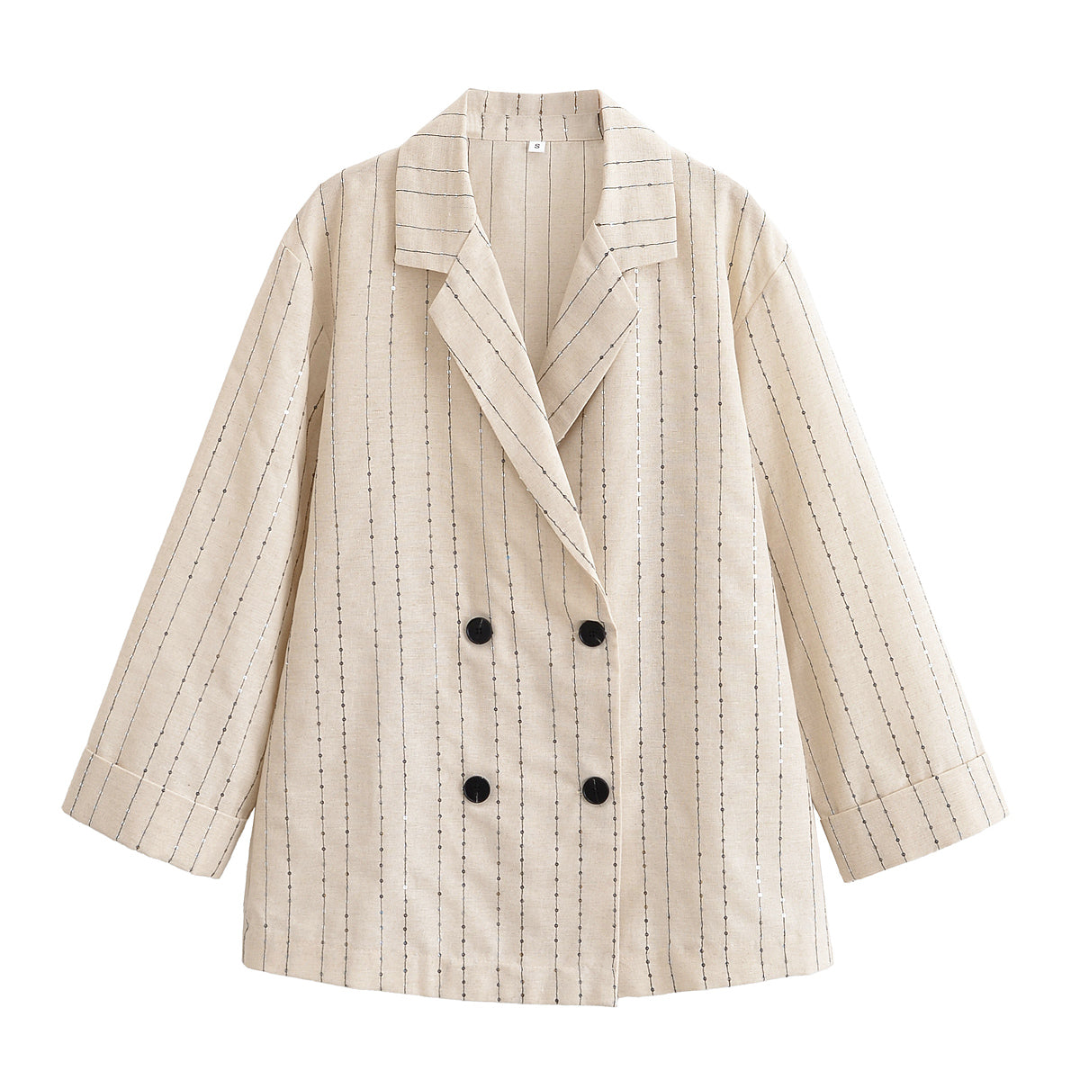 Women Clothing Casual Suit Sequin Striped Blazer Sequin Striped Casual Trousers