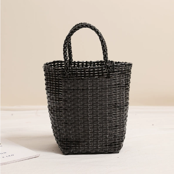 Gold Silver Color Portable Vegetable Basket Bag Solid Color Large Capacity Hand Carrying Woven Bag Seaside Vacation Beach Bag
