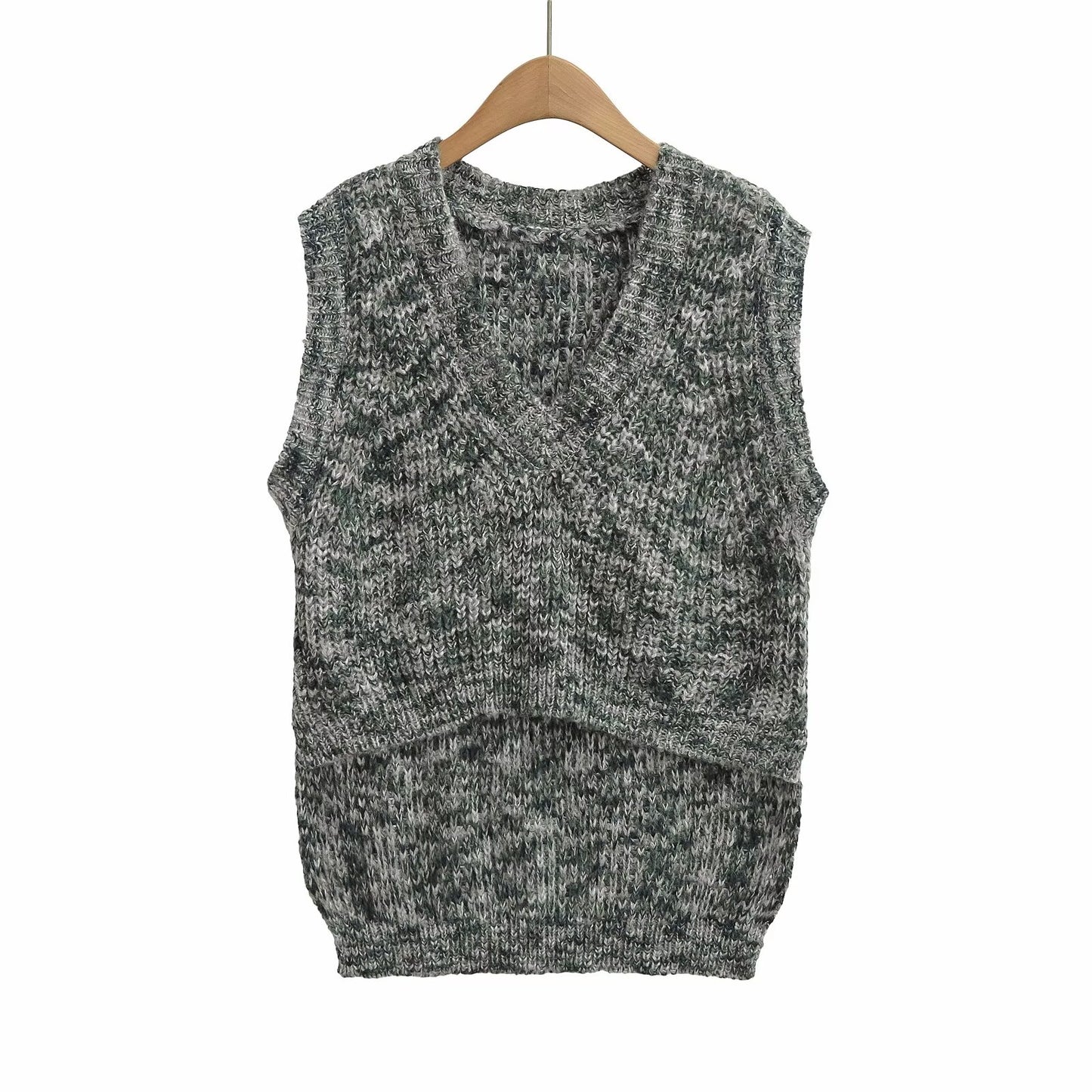 Women Clothing Fall Simple V neck Pullover Knitted Vest Vest