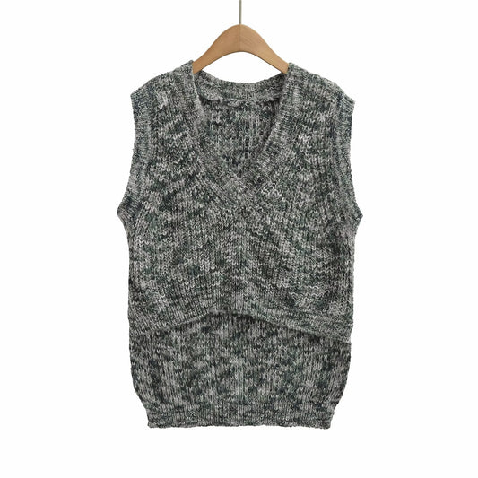 Women Clothing Fall Simple V neck Pullover Knitted Vest Vest