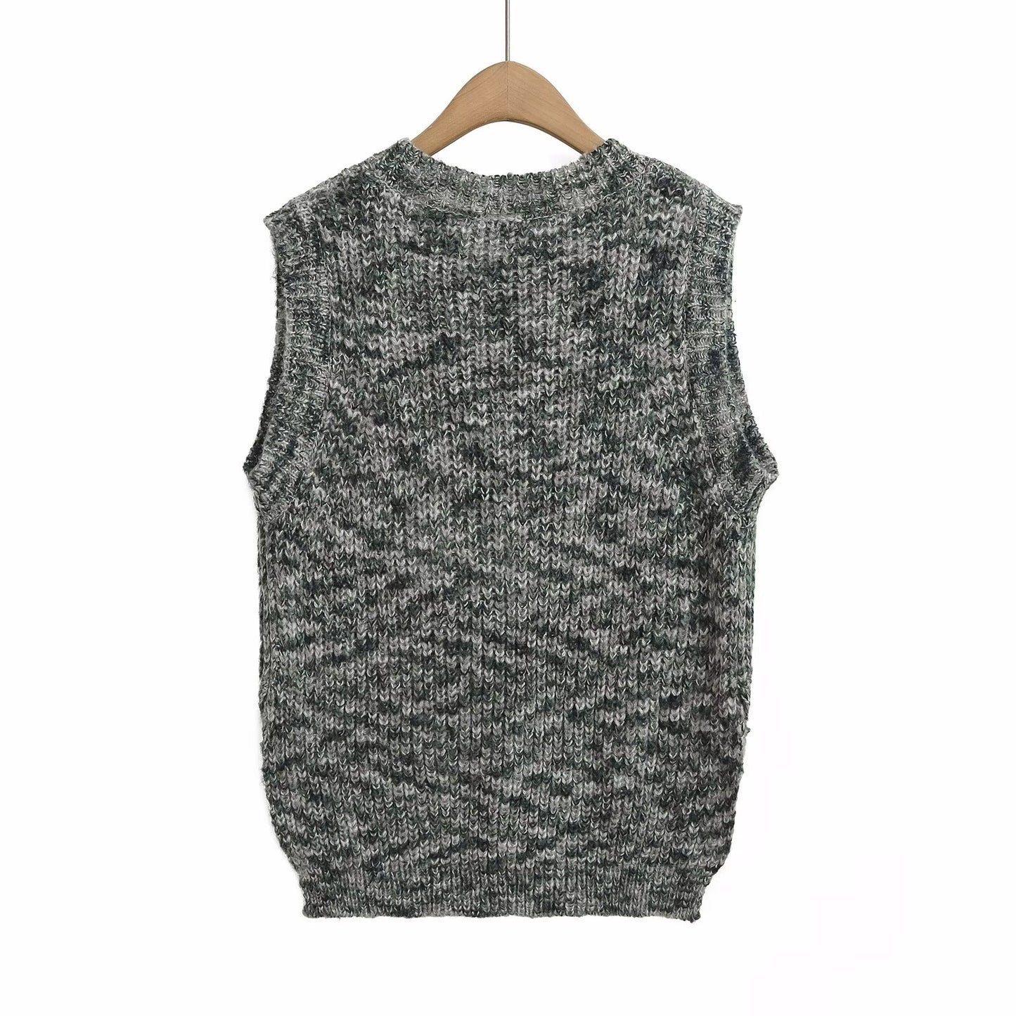 Women Clothing Fall Simple V neck Pullover Knitted Vest Vest
