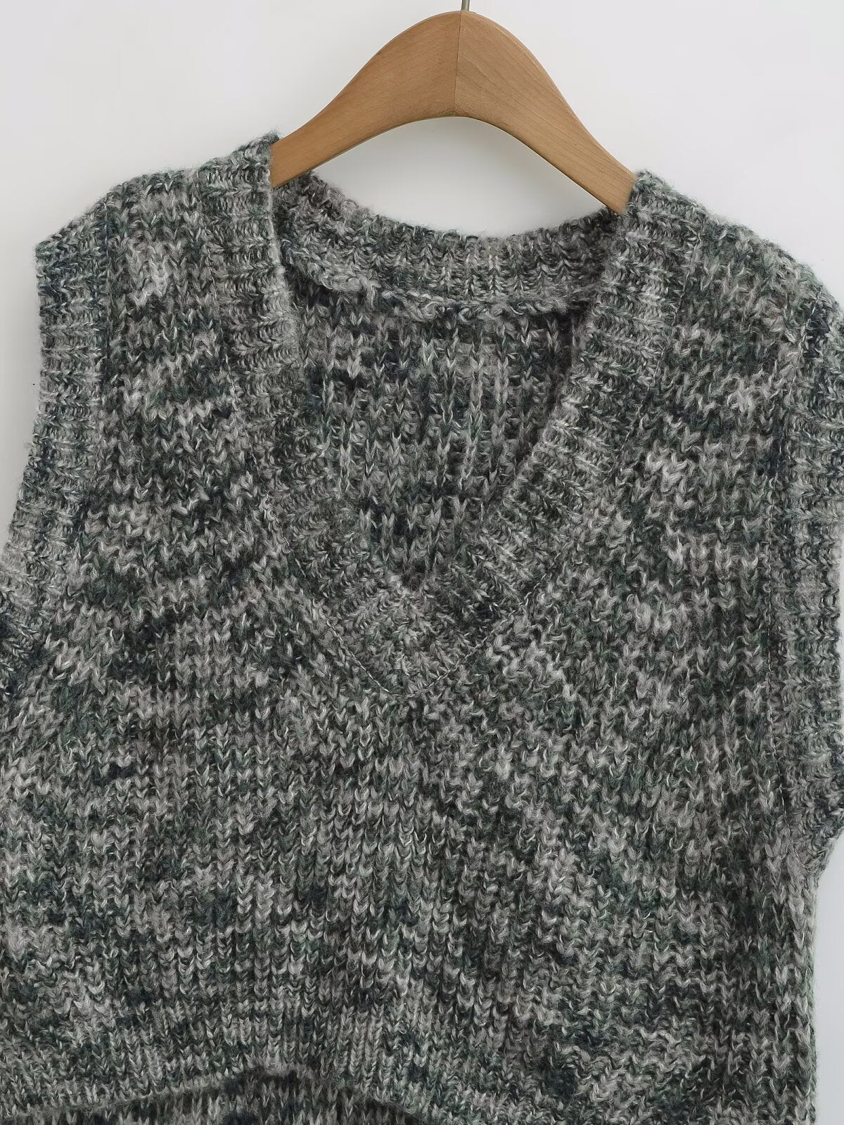 Women Clothing Fall Simple V neck Pullover Knitted Vest Vest