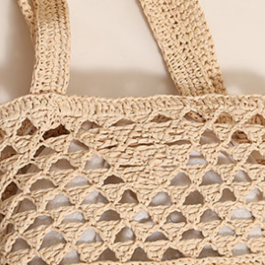 Raffia Shoulder Straw Bag Simple Solid Color Hollow Out Cutout Straw Bag Woven Bag Vacation Beach Bag Women Bag