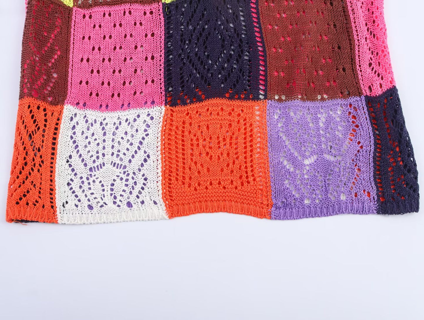 Summer Women Stylish Simple Square Color Matching Knitted Vest