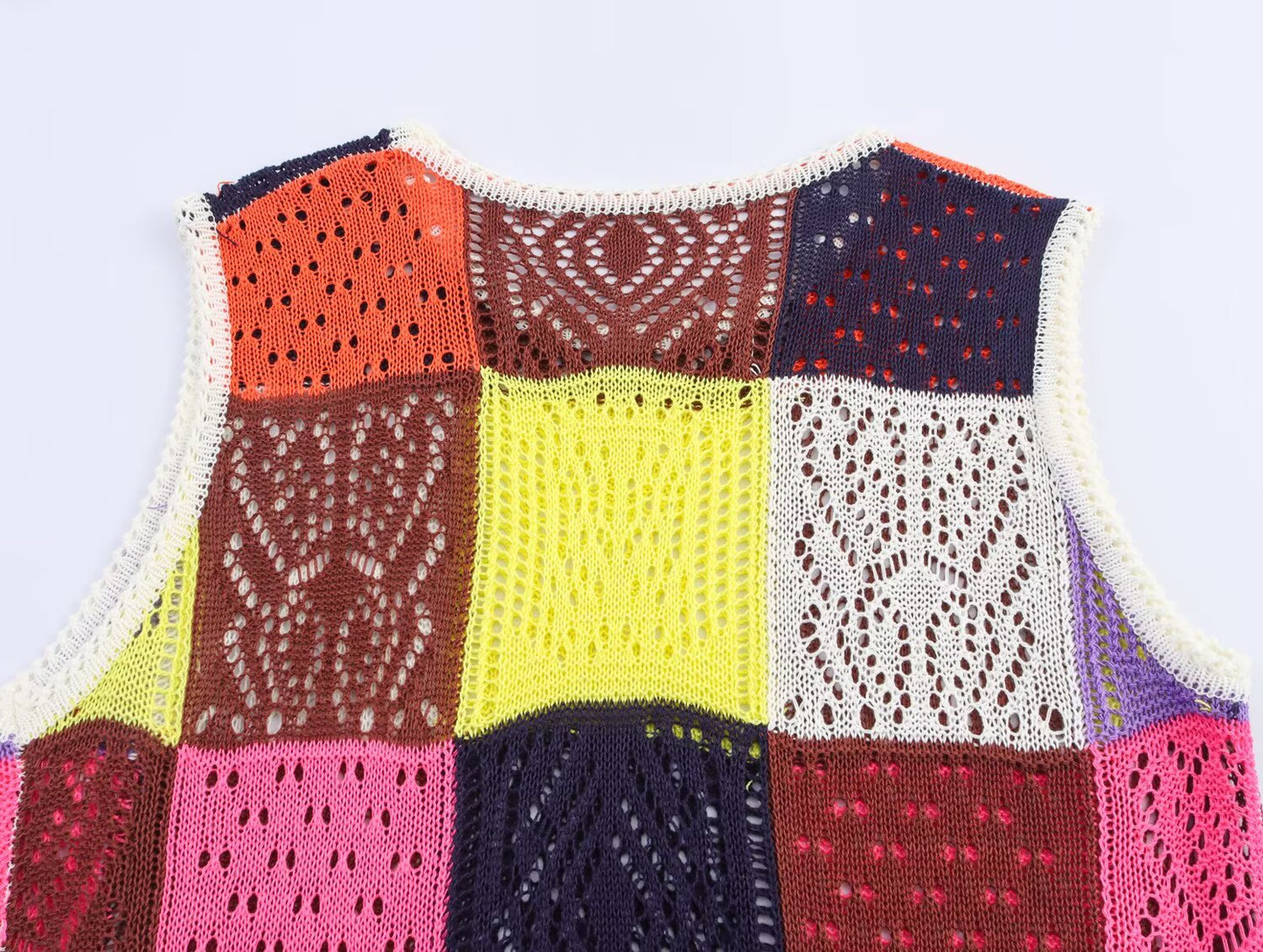 Summer Women Stylish Simple Square Color Matching Knitted Vest