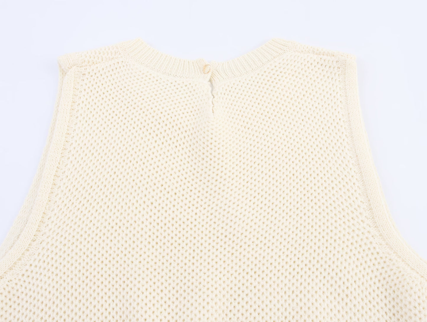 Women Clothing Fall Bandage Dress round Neck Fishnet Knitted Pullover Knitted Vest