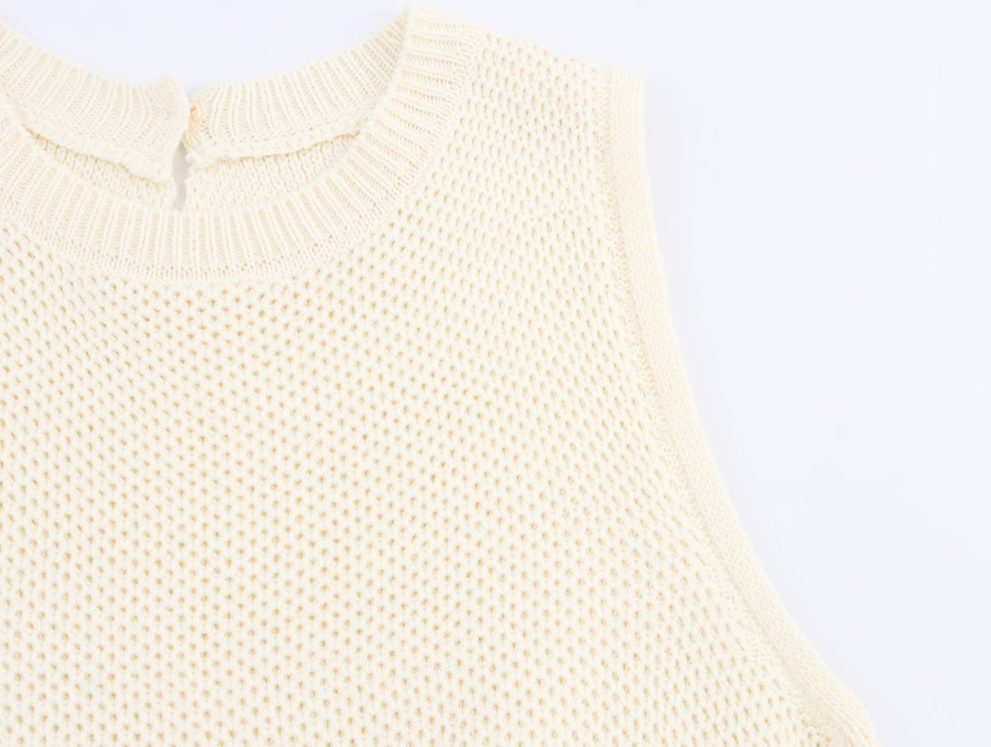 Women Clothing Fall Bandage Dress round Neck Fishnet Knitted Pullover Knitted Vest