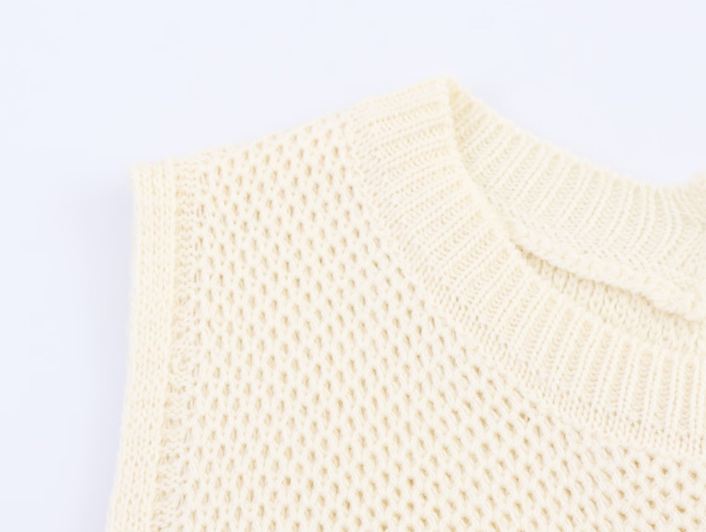 Women Clothing Fall Bandage Dress round Neck Fishnet Knitted Pullover Knitted Vest