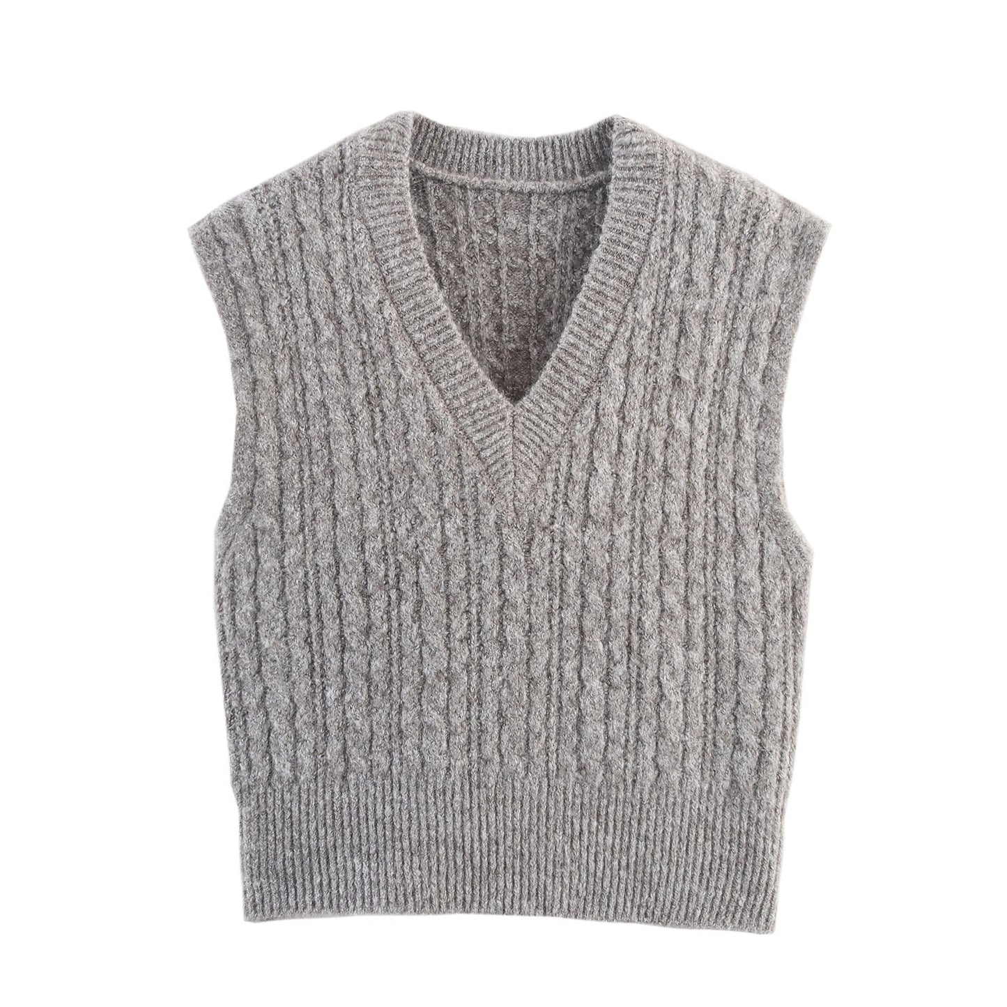Sexy Autumn Winter V neck Twist Bandage Dress Artifact Knitted Pullover Vest Vest Loose Top Women