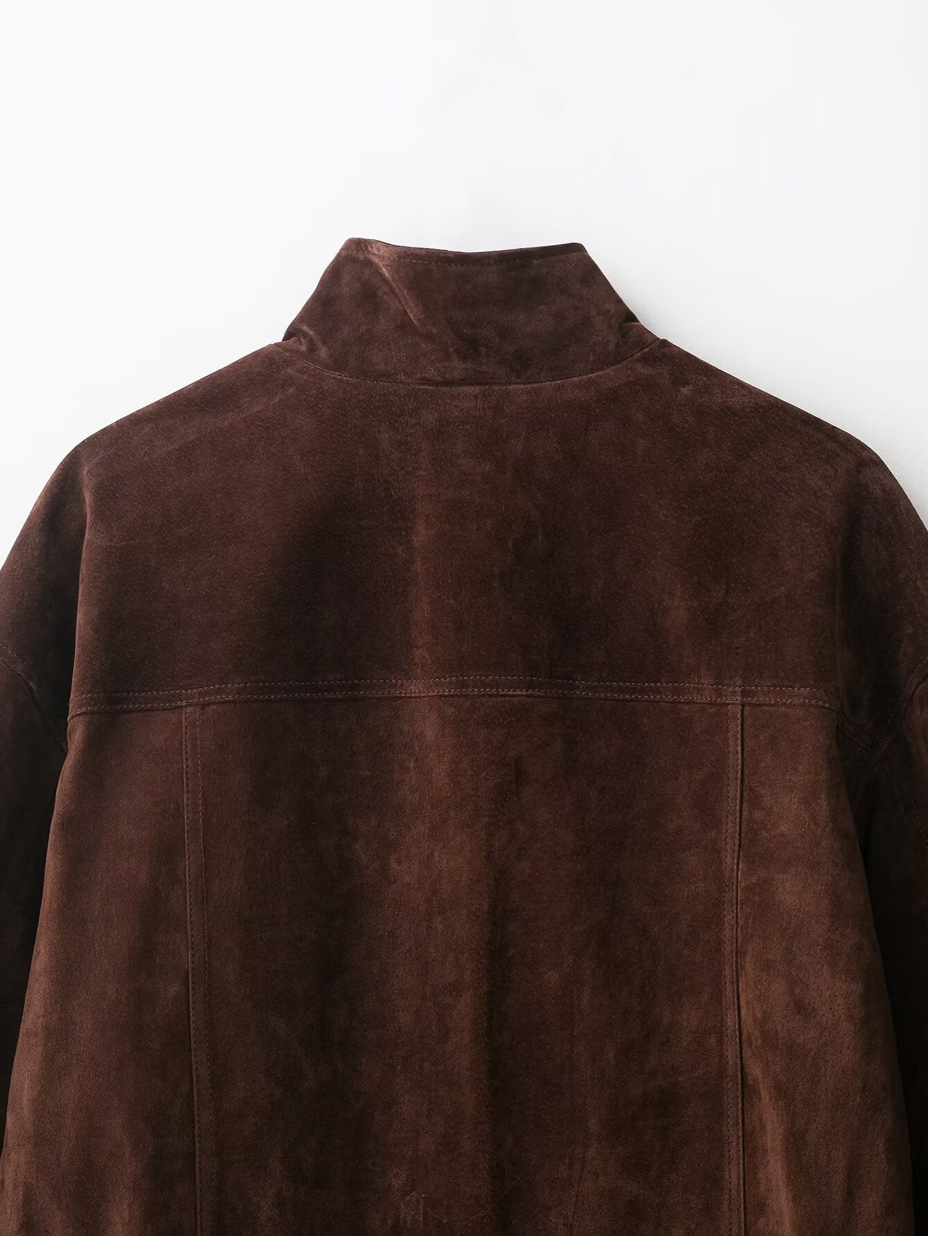 Women Autumn Design Pocket Suede Bomber Jacket Coat