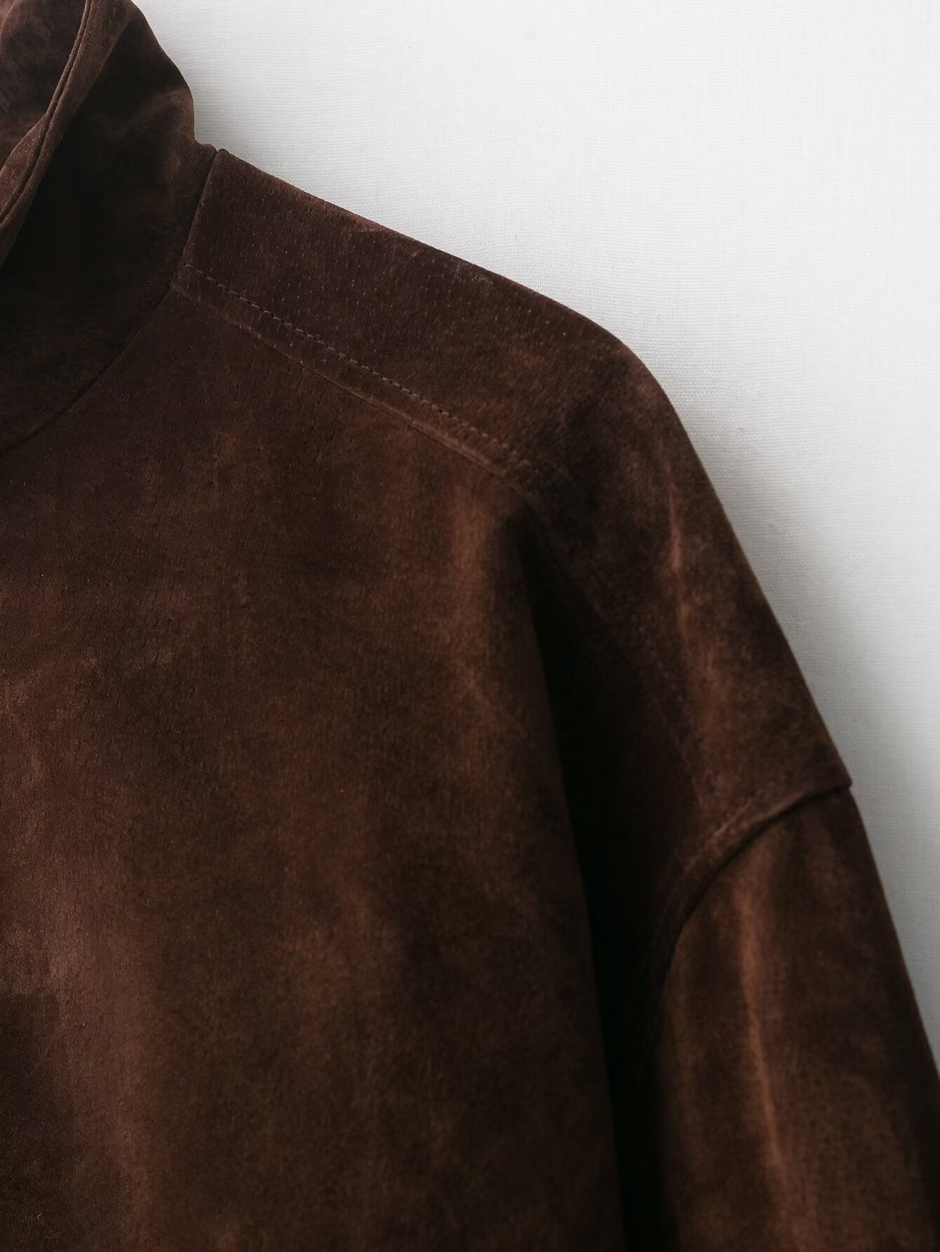 Women Autumn Design Pocket Suede Bomber Jacket Coat