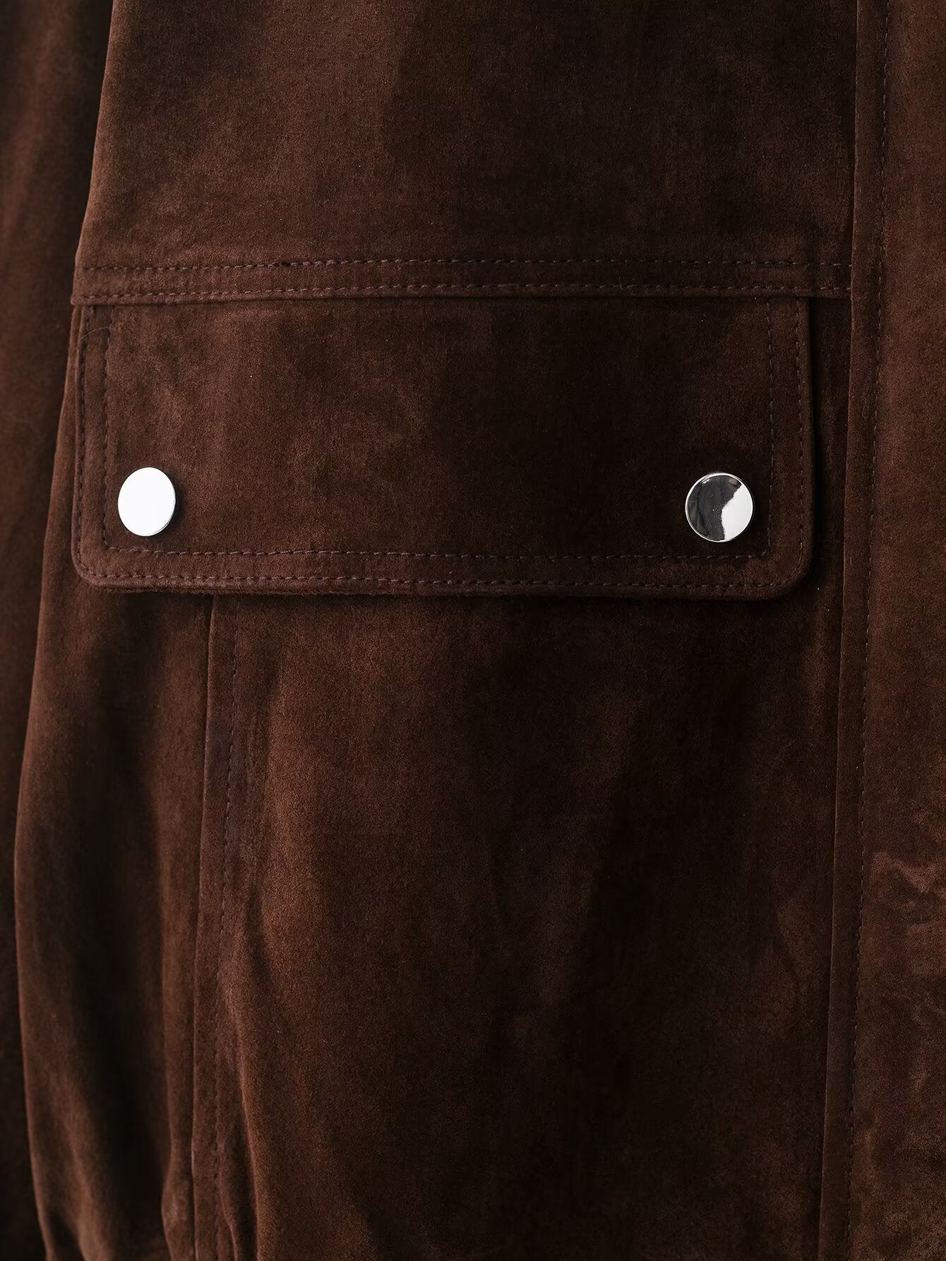 Women Autumn Design Pocket Suede Bomber Jacket Coat