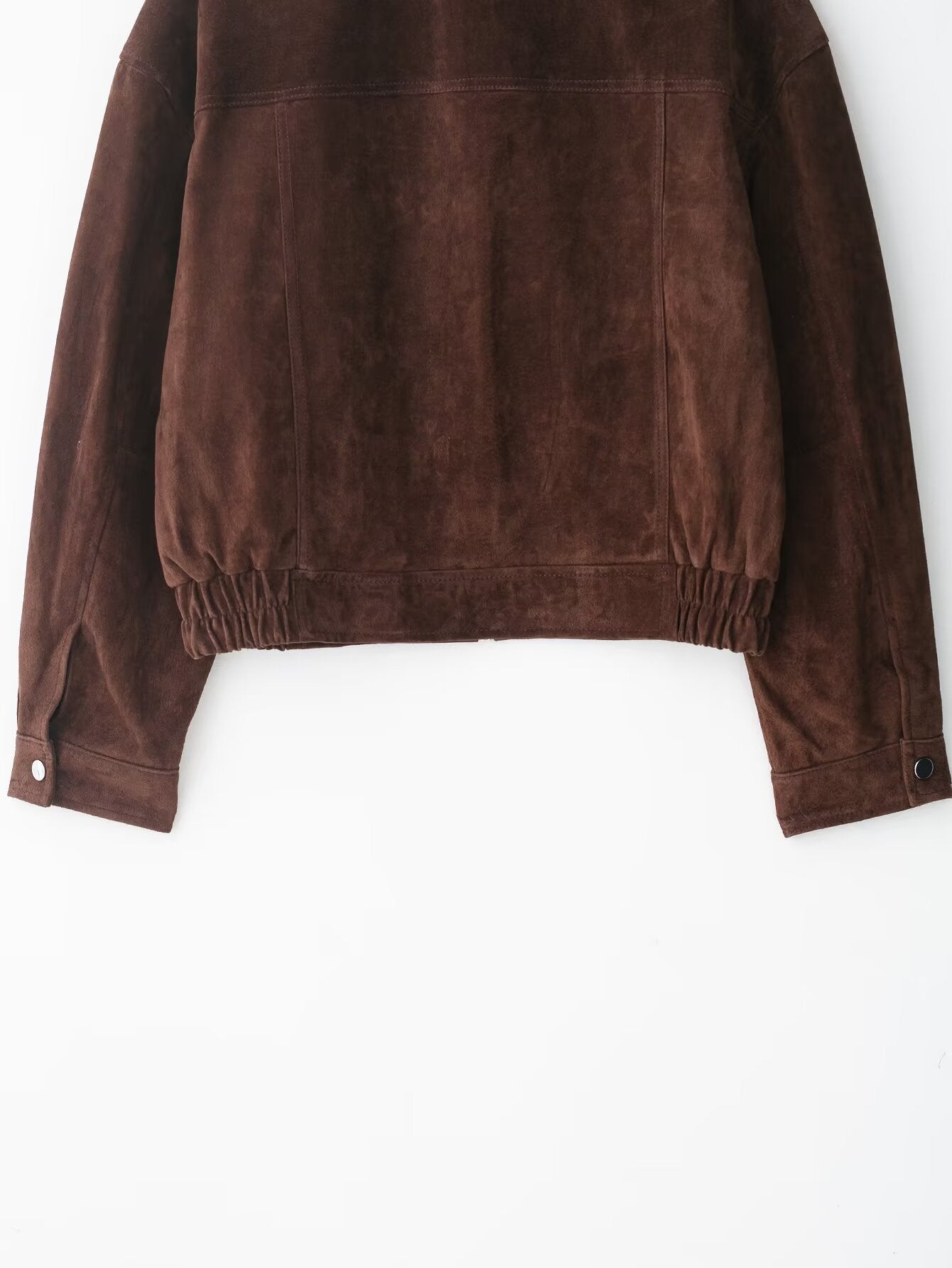 Women Autumn Design Pocket Suede Bomber Jacket Coat