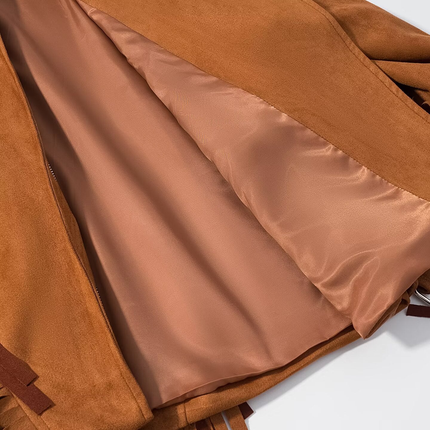 Women Clothing Autumn Winter Street Polo Collar Tassel Loose Jacket Coat