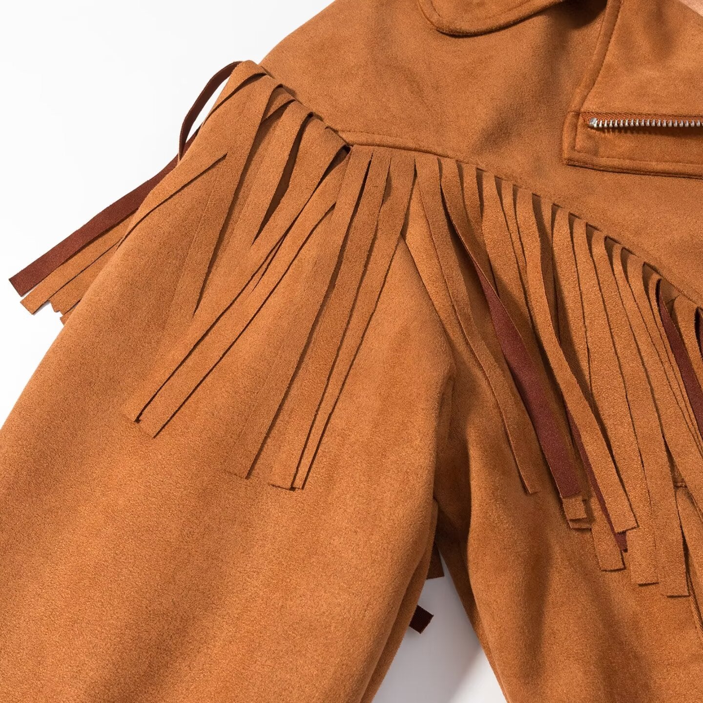 Women Clothing Autumn Winter Street Polo Collar Tassel Loose Jacket Coat