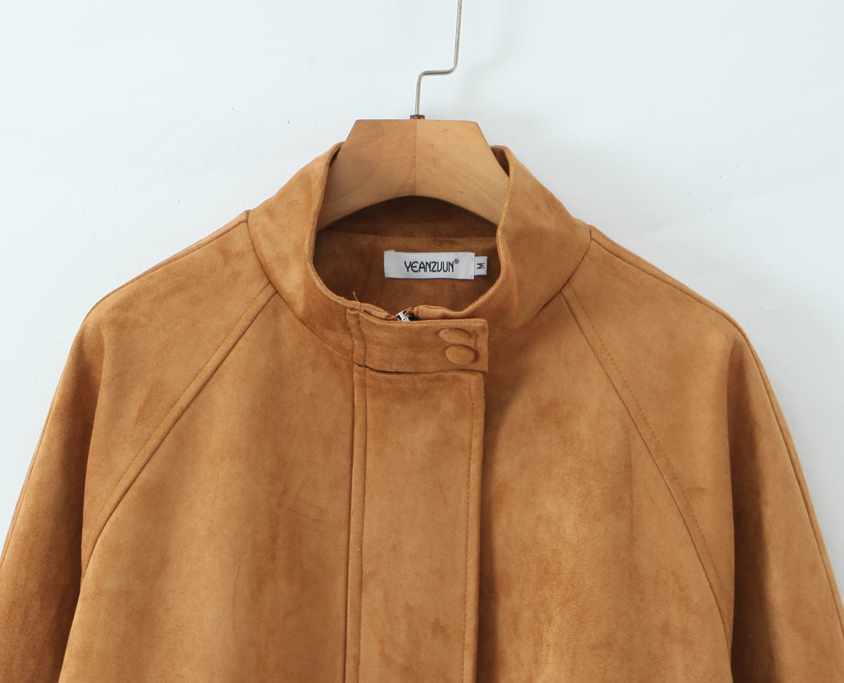 Autumn Retro Autumn Winter Warm Casual out Stand Collar Long Sleeve Jacket Women Coat