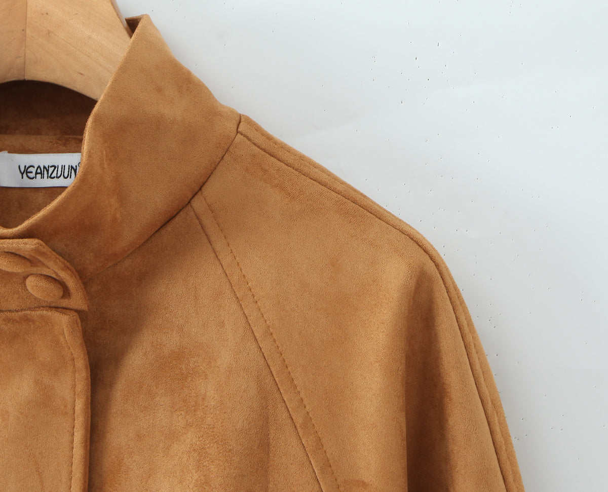 Autumn Retro Autumn Winter Warm Casual out Stand Collar Long Sleeve Jacket Women Coat