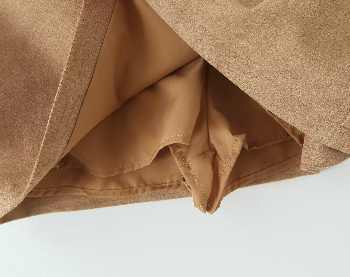 Autumn Vintage Belt Slim Fit Sheath A line Skirt with Safety Pants Skirt