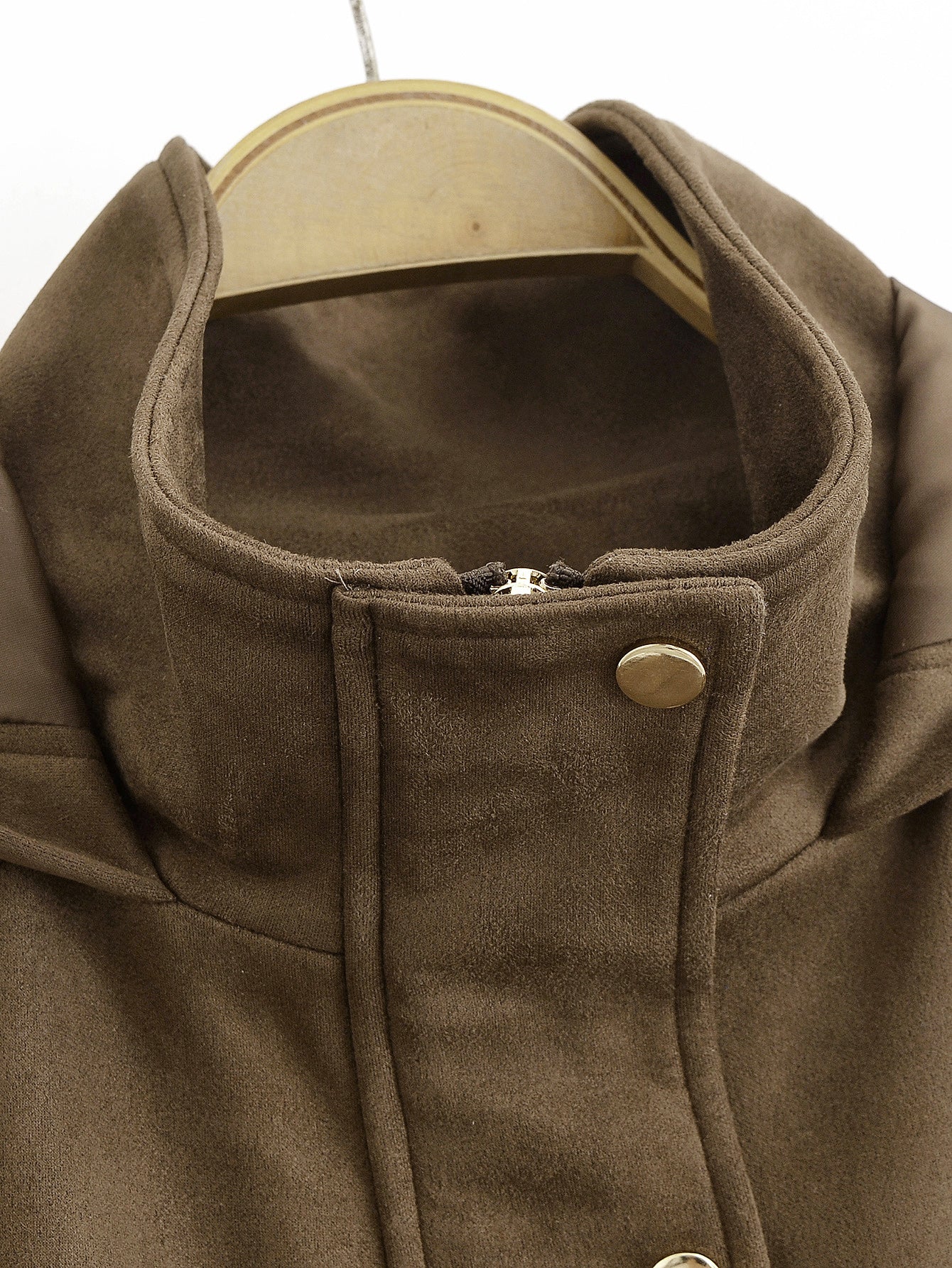 Women Clothing Autumn Urban Army Green Collared Drawstring Waist Design Coat