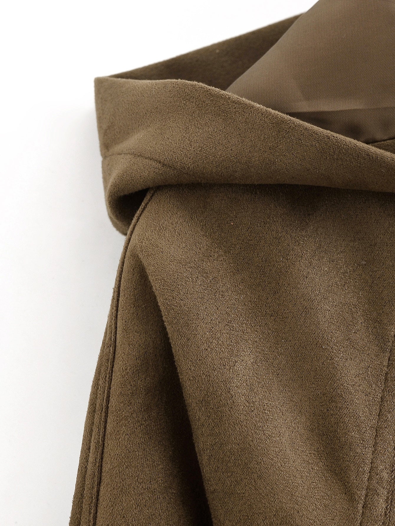 Women Clothing Autumn Urban Army Green Collared Drawstring Waist Design Coat