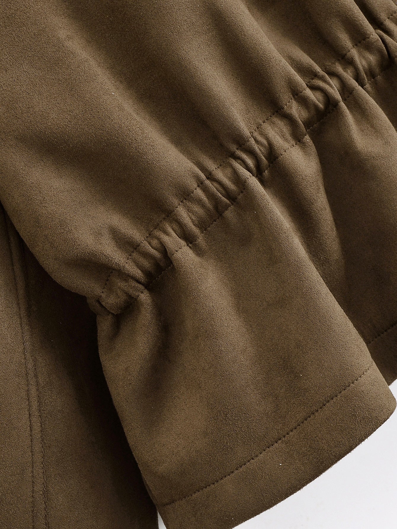 Women Clothing Autumn Urban Army Green Collared Drawstring Waist Design Coat