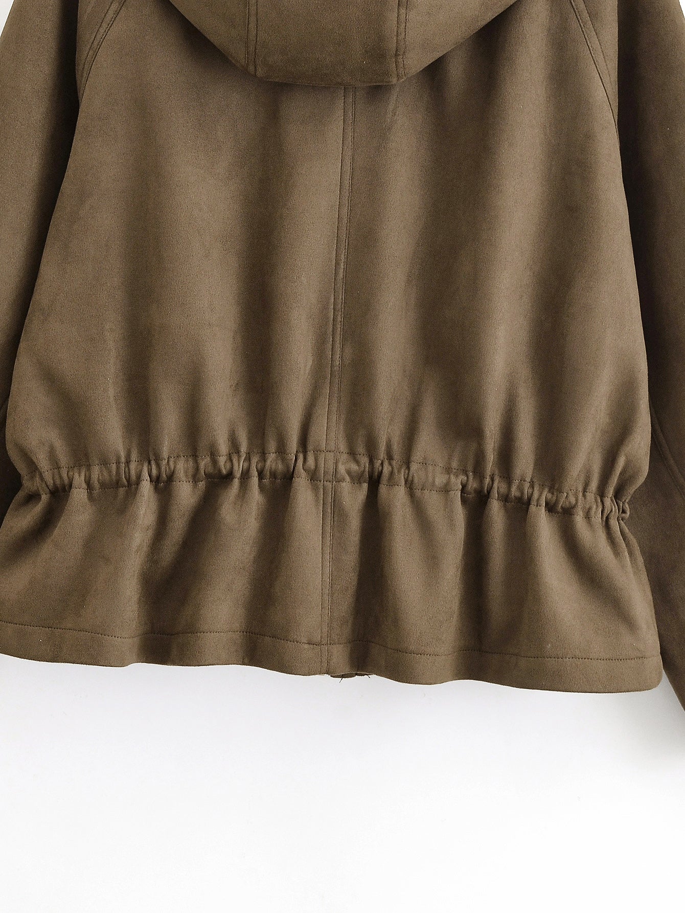 Women Clothing Autumn Urban Army Green Collared Drawstring Waist Design Coat