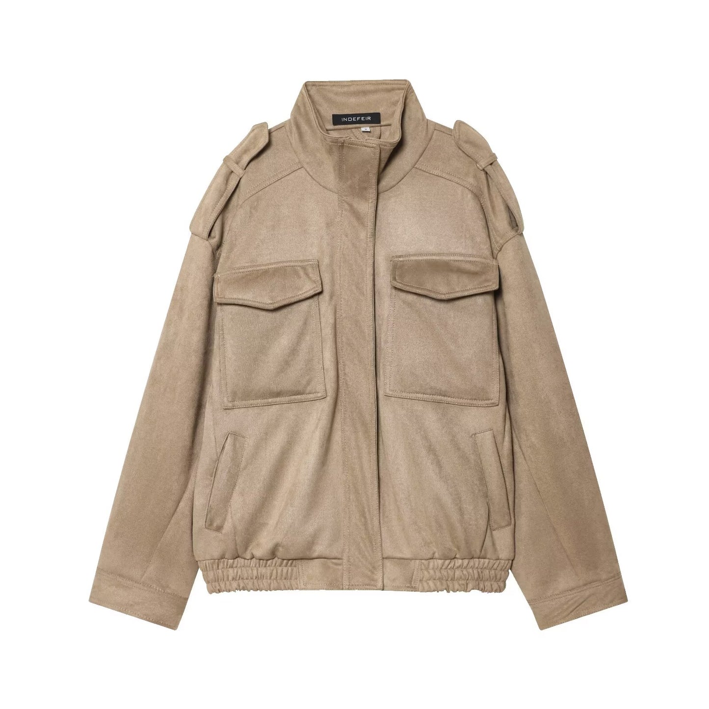 Early Autumn Women Clothing Office Fashionable All Match Suede Textured Leather Coat