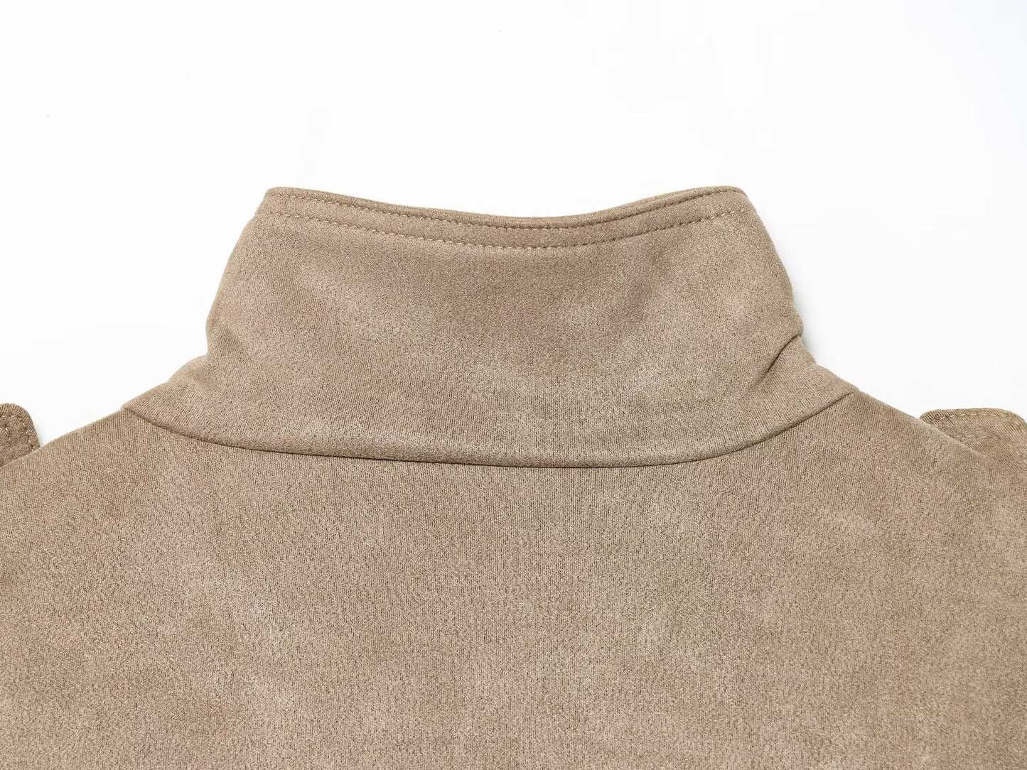 Early Autumn Women Clothing Office Fashionable All Match Suede Textured Leather Coat