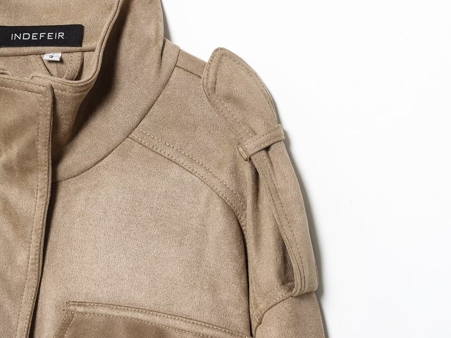 Early Autumn Women Clothing Office Fashionable All Match Suede Textured Leather Coat