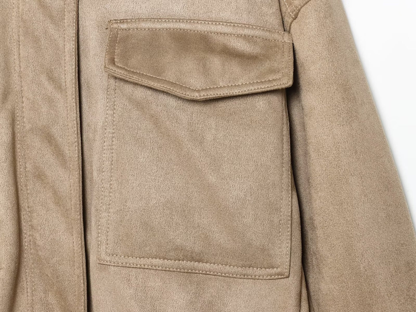 Early Autumn Women Clothing Office Fashionable All Match Suede Textured Leather Coat