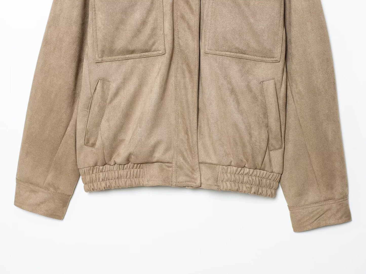 Early Autumn Women Clothing Office Fashionable All Match Suede Textured Leather Coat