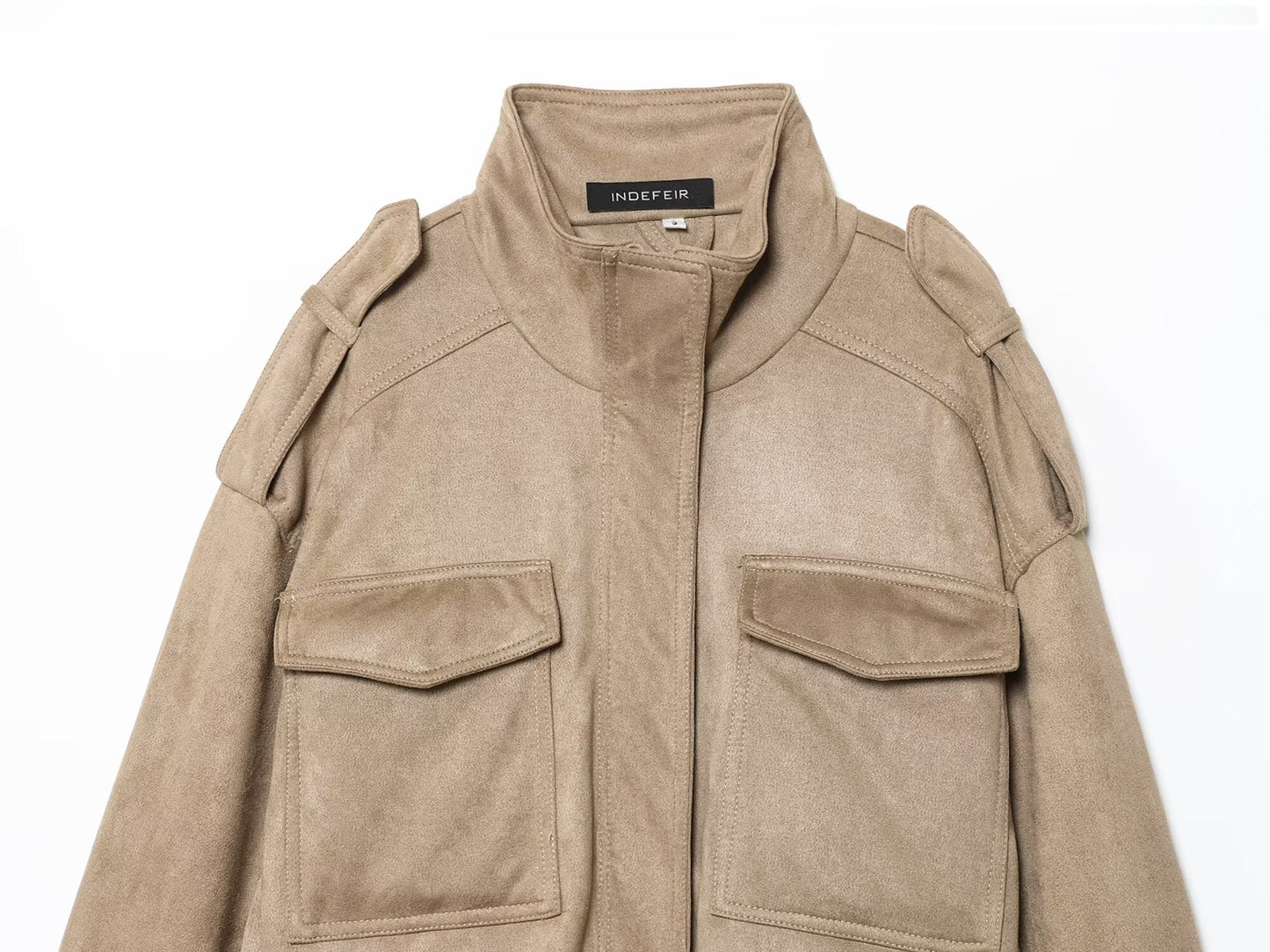 Early Autumn Women Clothing Office Fashionable All Match Suede Textured Leather Coat