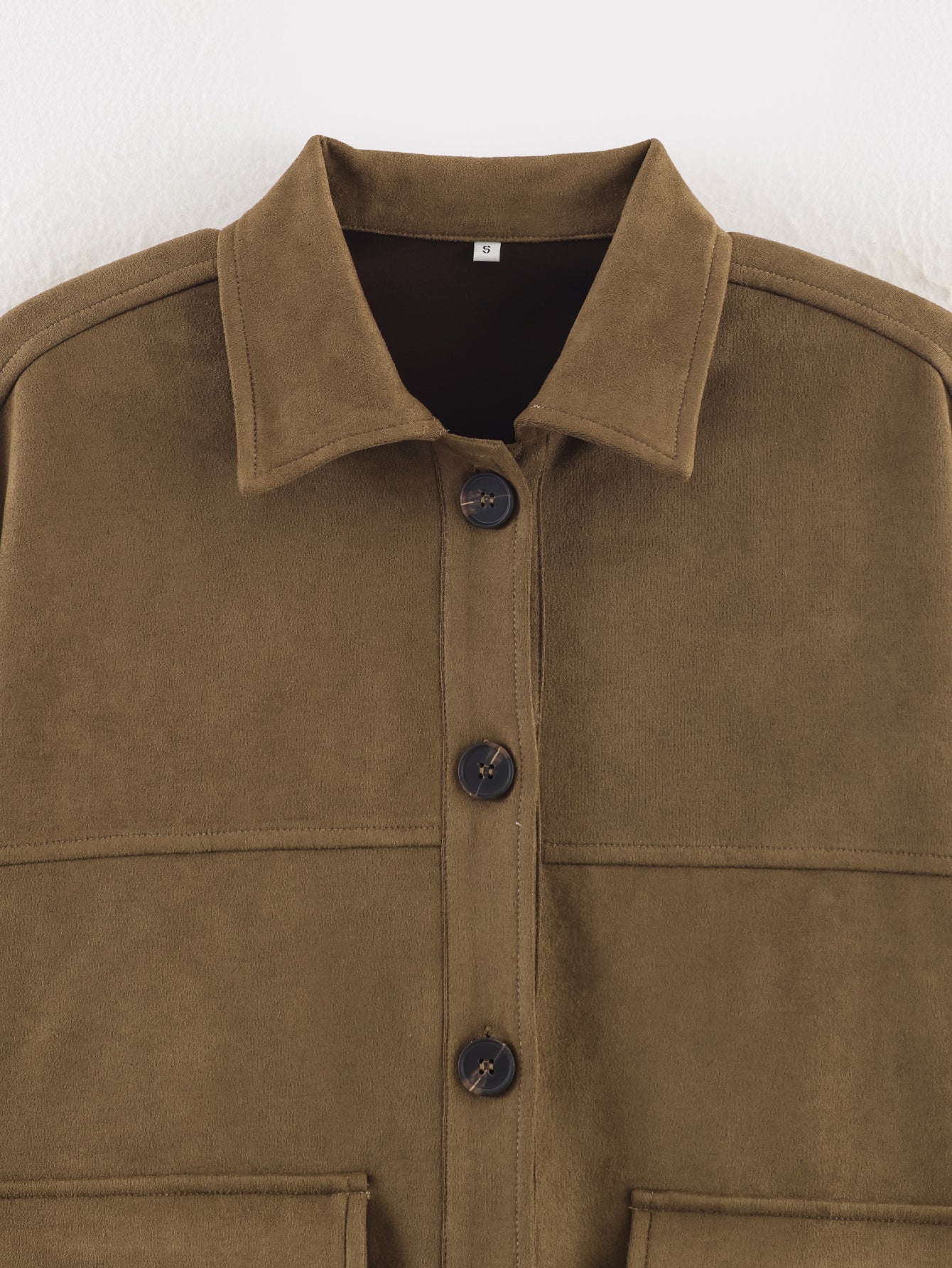 Women Clothing at Casual Suede Shirt Decorative Jacket