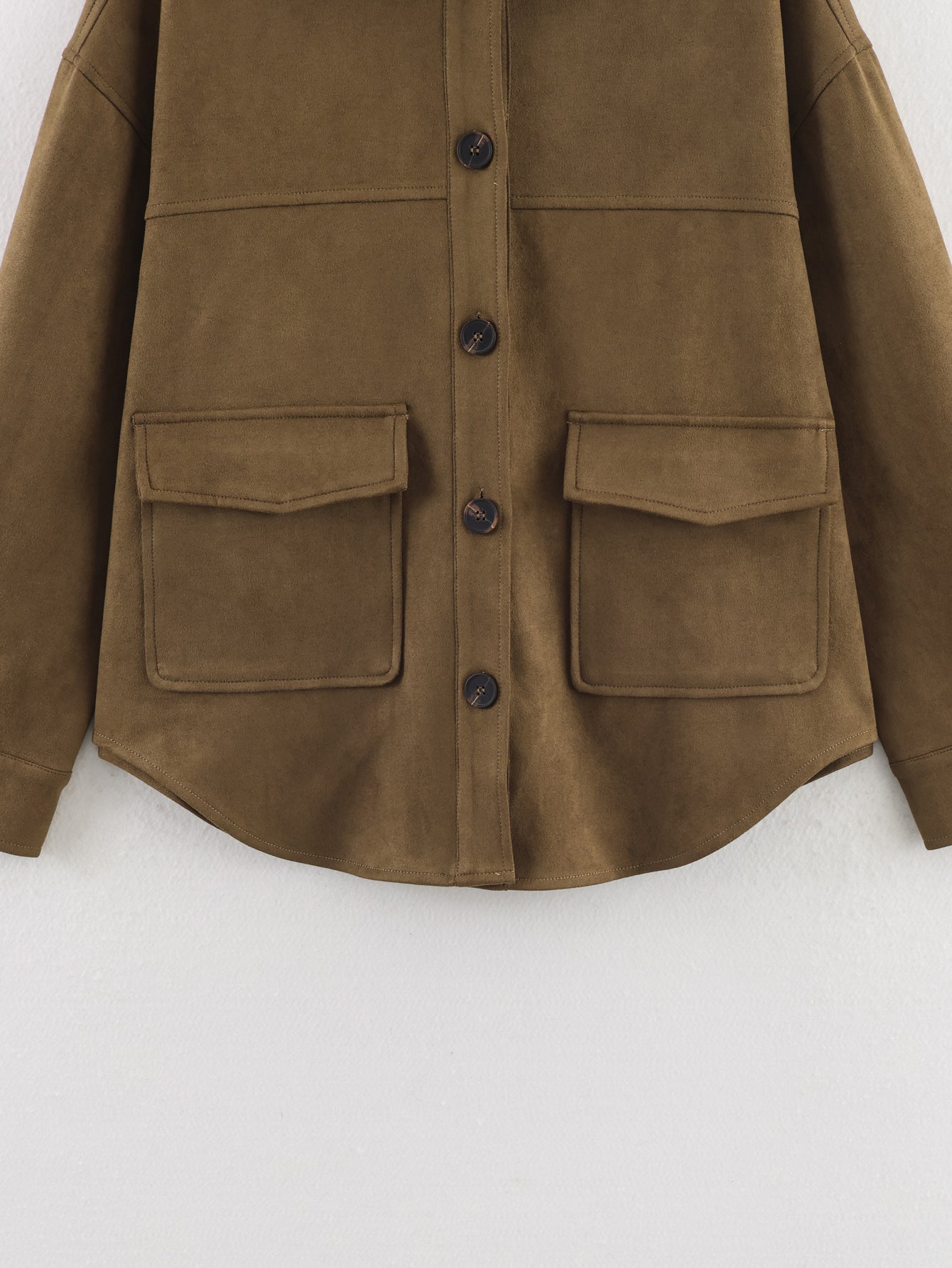 Women Clothing at Casual Suede Shirt Decorative Jacket