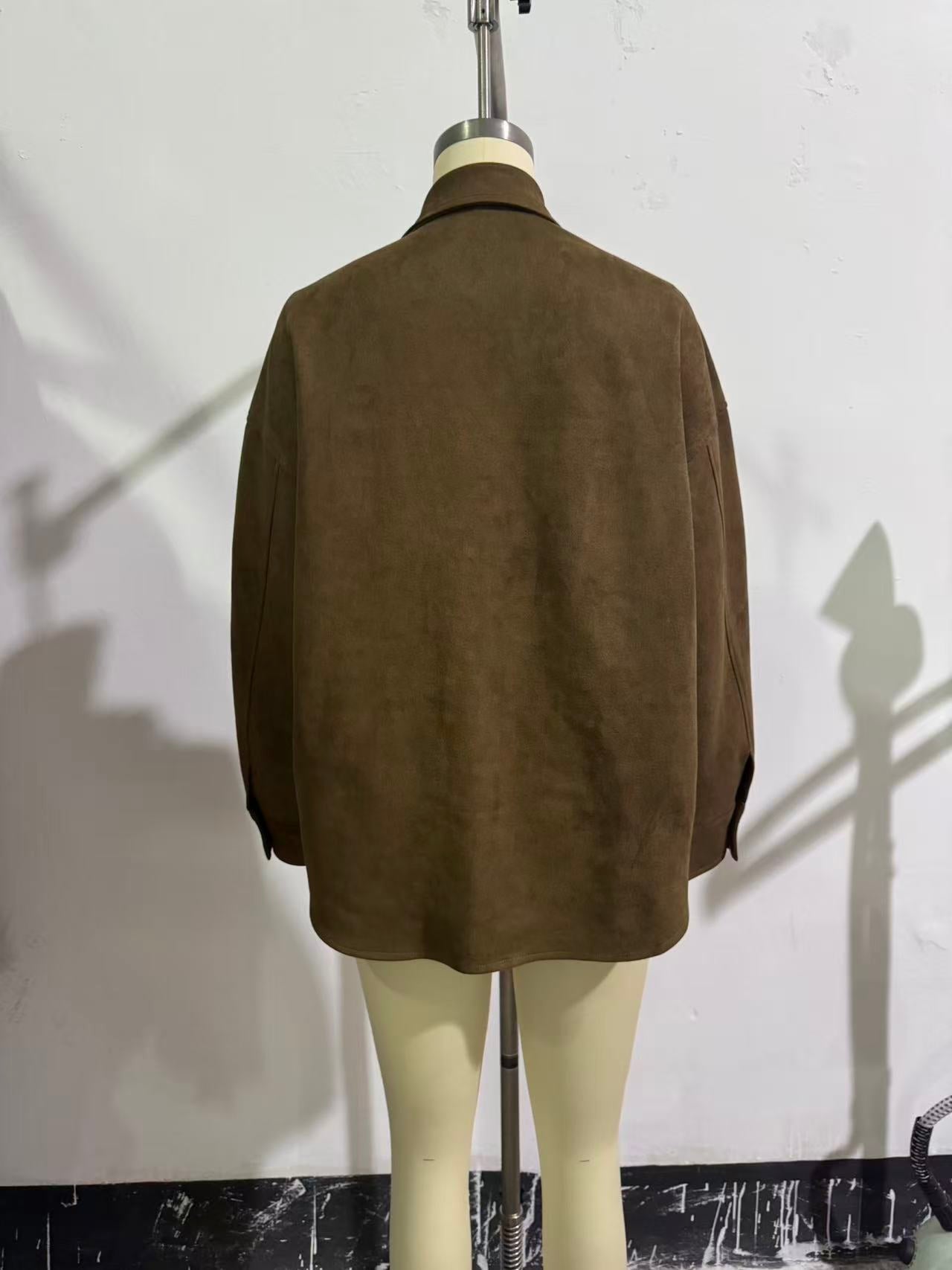 Women Clothing at Casual Suede Shirt Decorative Jacket