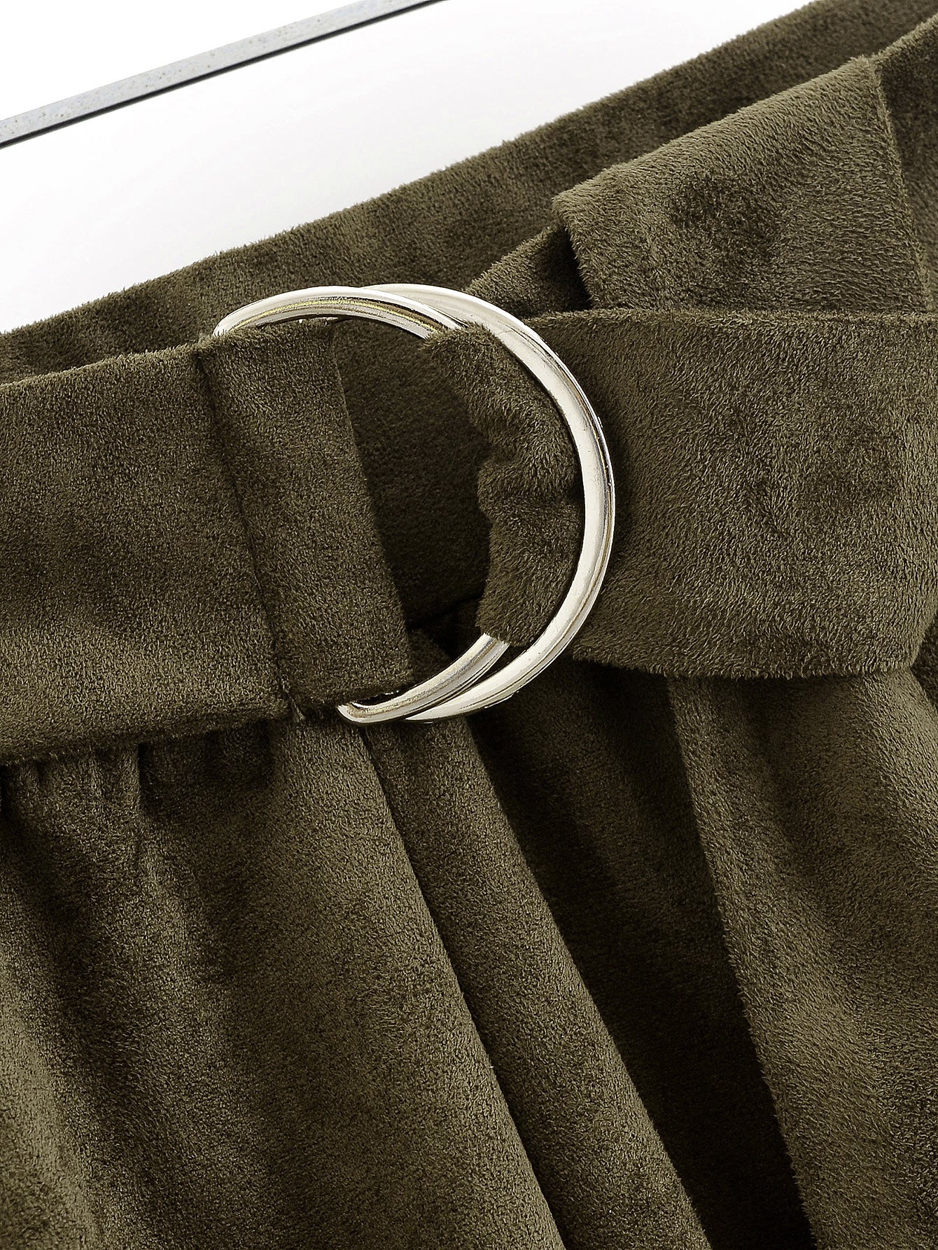 Women Clothing Waist Pleated Suede T shirt Top Belt Pants Suit Women