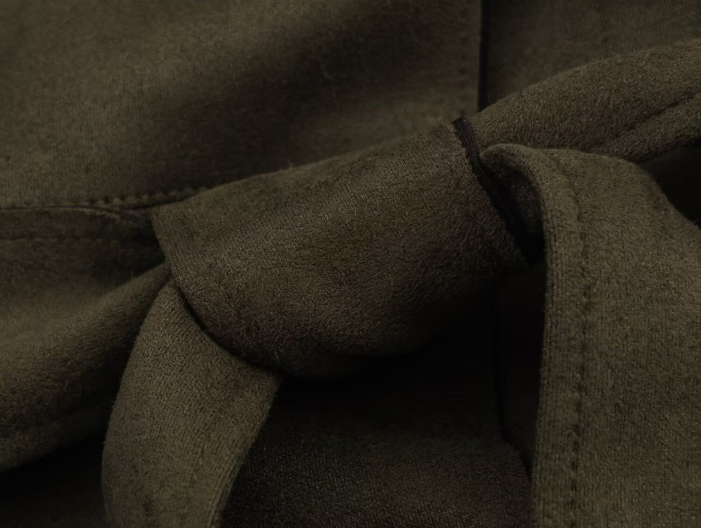 Women Clothing Elegant Suede Effect Long Trench Coat