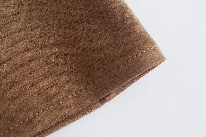 Women Clothing Manufacturer French Vintage Suede Large Swing Skirt