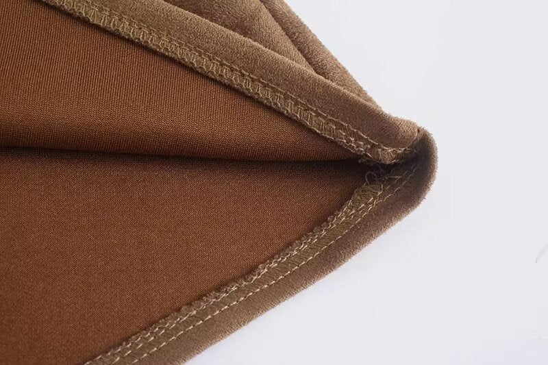 Women Clothing Manufacturer French Vintage Suede Large Swing Skirt