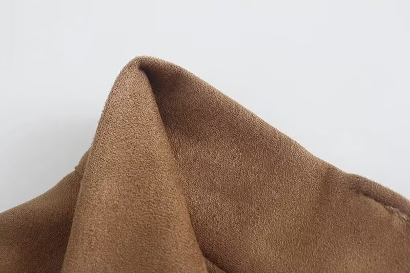 Women Clothing Manufacturer French Vintage Suede Large Swing Skirt