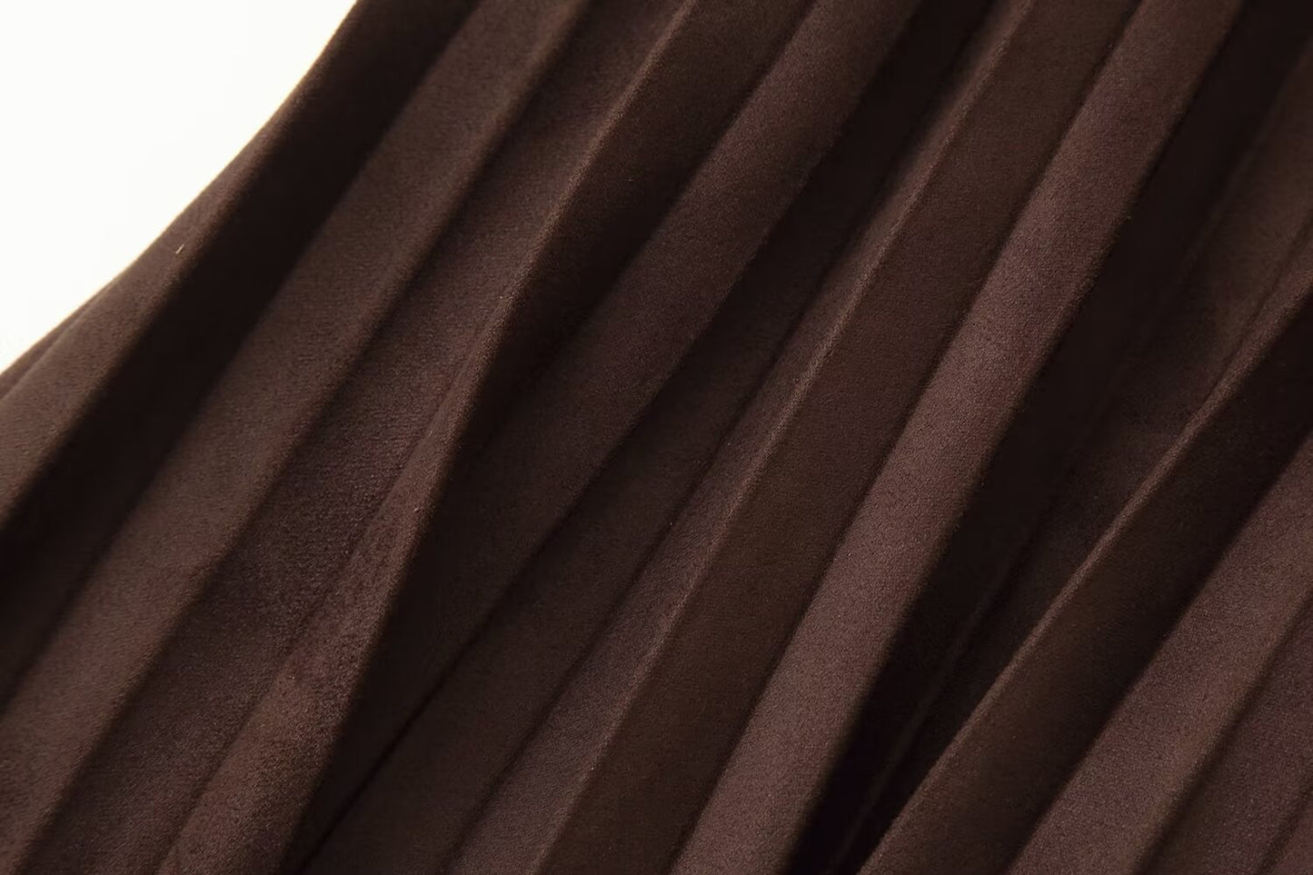 Women Clothing Autumn with Belt Suede Effect Pleated Skirt