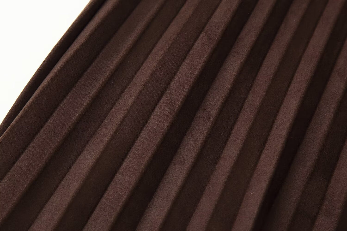 Women Clothing Autumn with Belt Suede Effect Pleated Skirt