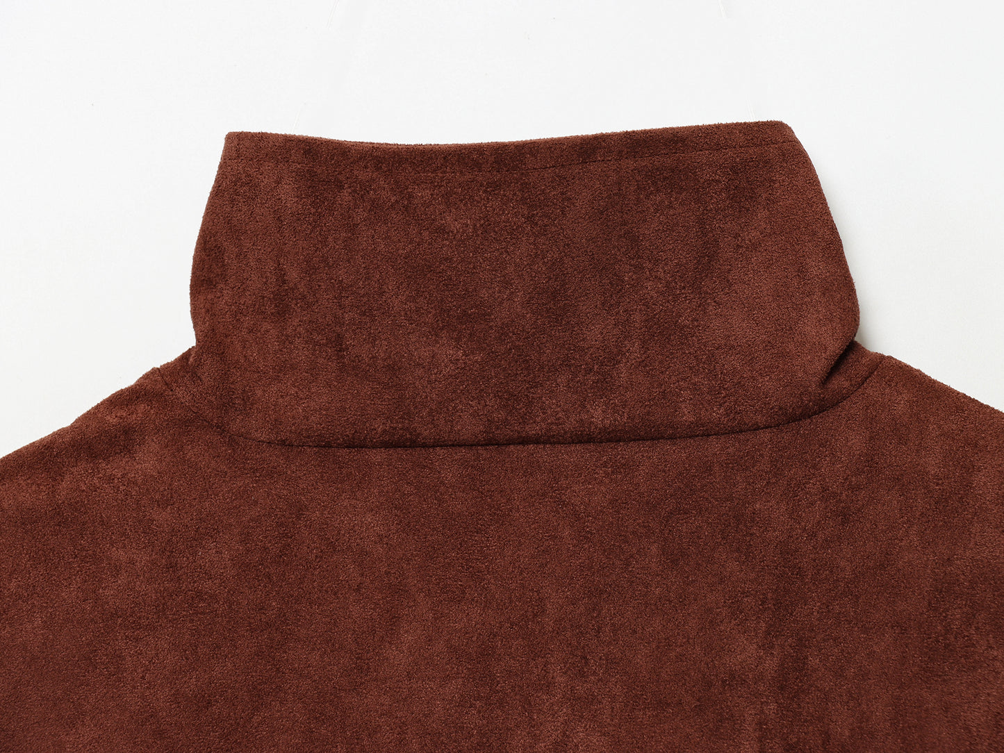 Elegant Women Clothing Solid Color Suede Pleated Stand Collar Coat