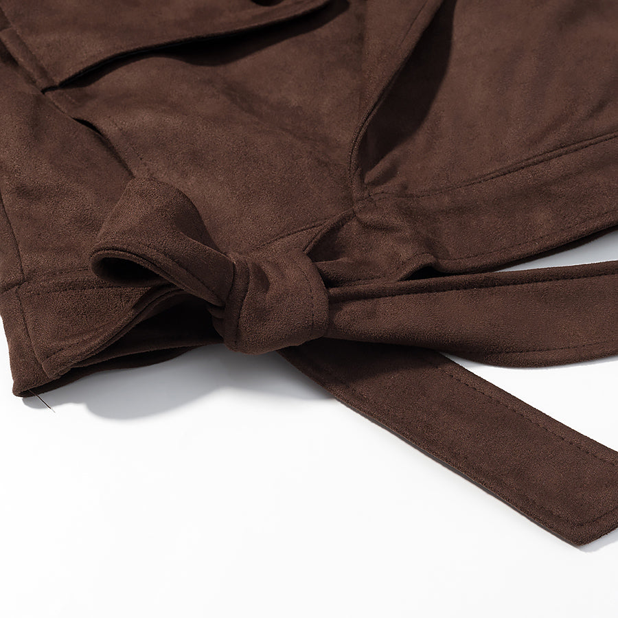 Women Clothing Fall Unique Fur Collar Suede Jacket