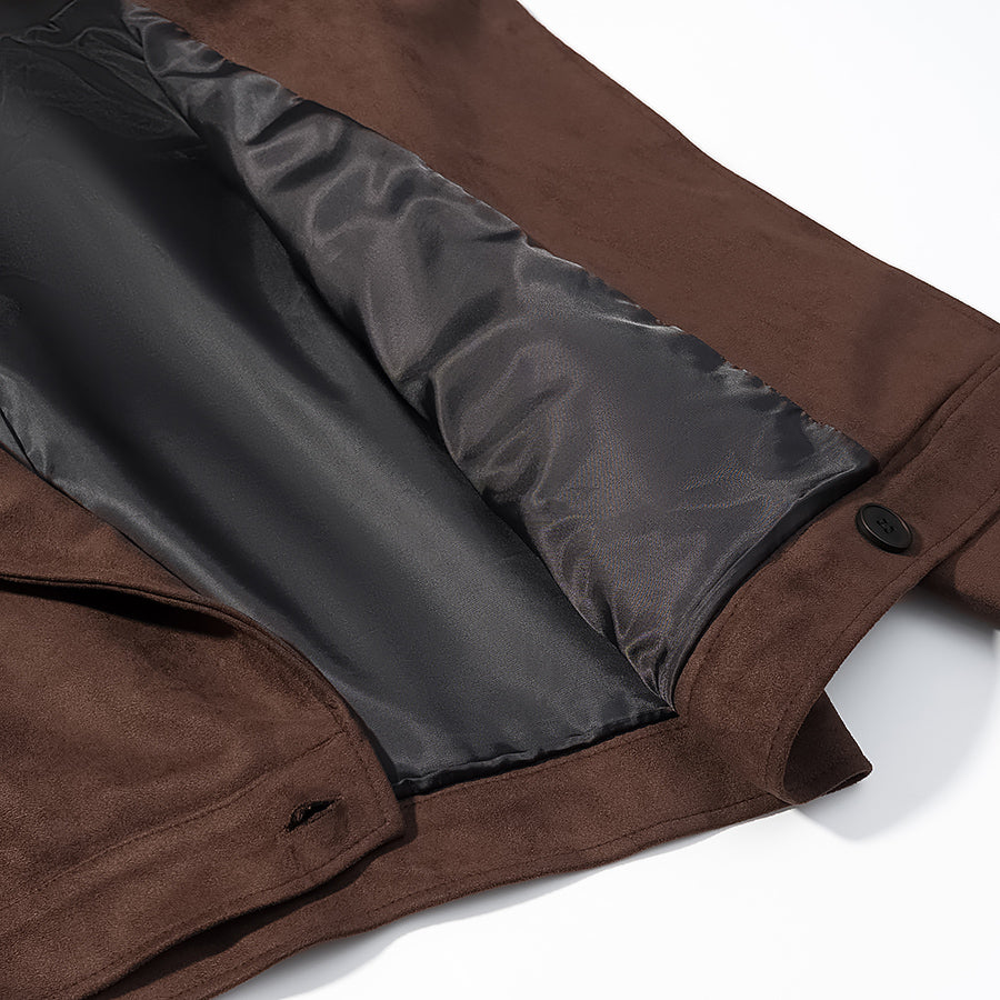 Women Clothing Fall Unique Fur Collar Suede Jacket