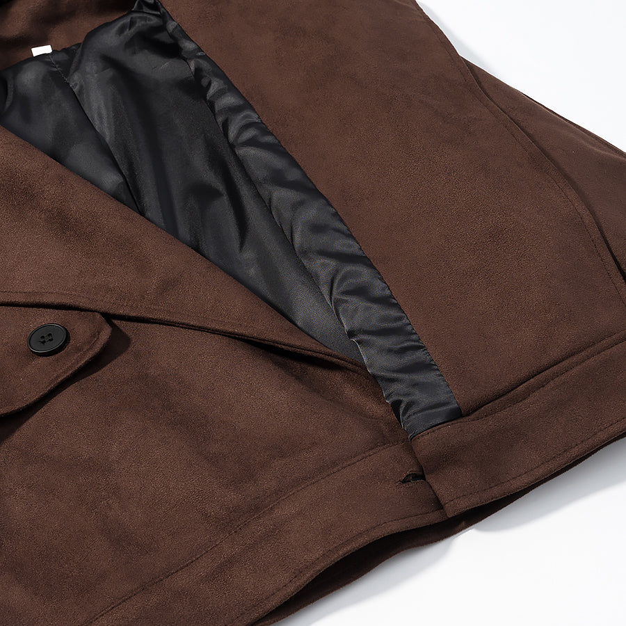 Women Clothing Fall Unique Fur Collar Suede Jacket